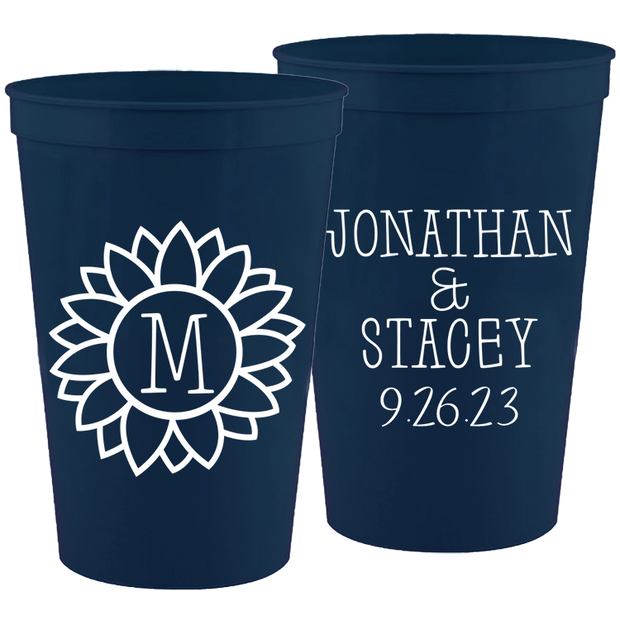 Wedding - Flower With Last Name - 16 oz Plastic Cups 145