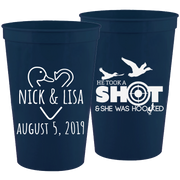 Wedding 022 - He Took A Shot & She Was Hooked - 16 oz Plastic Cups