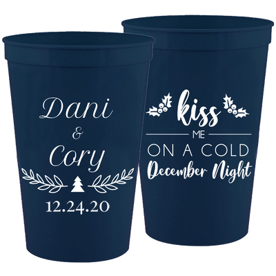 Wedding 044 - Kiss Me On A Cold December Night Holiday - 16 oz Plastic Cups