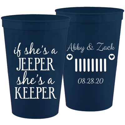 Wedding 066 - Jeeper She's A Keeper - 16 oz Plastic Cups