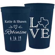 Wedding - Love With Texas State Names - 16 oz Plastic Cups 094