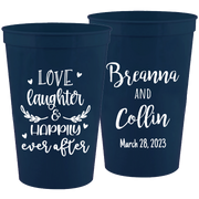 Wedding 099 - Love Laughter And Happily Ever After - 16 oz Plastic Cups