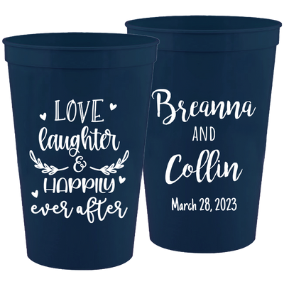 Wedding 099 - Love Laughter And Happily Ever After - 16 oz Plastic Cups