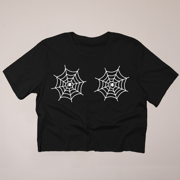 Spider Web Chest - Halloween - Cropped T-Shirt