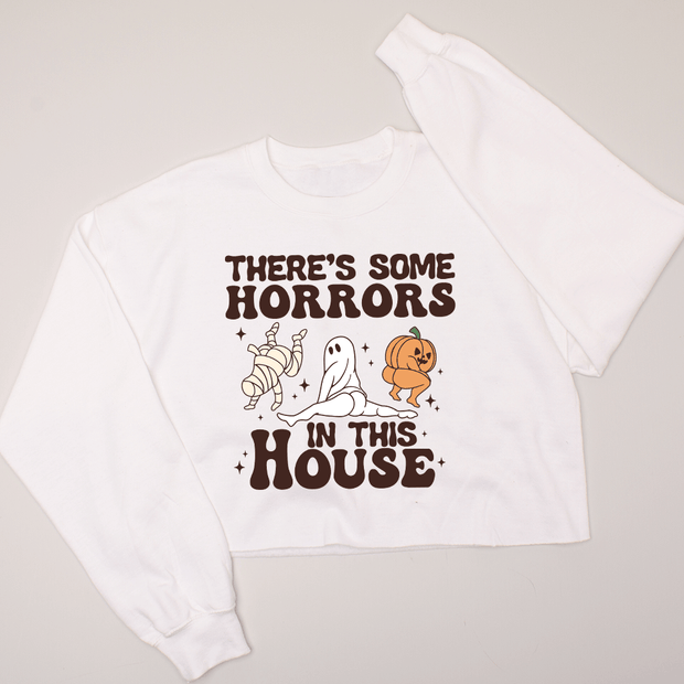 Horrors In This House - Halloween - Cropped Crewneck Sweatshirt