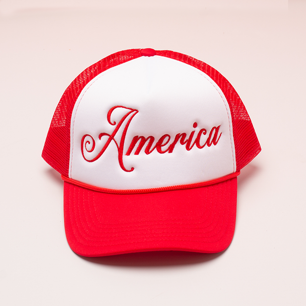 4th of July Embroidered Trucker Hat - America