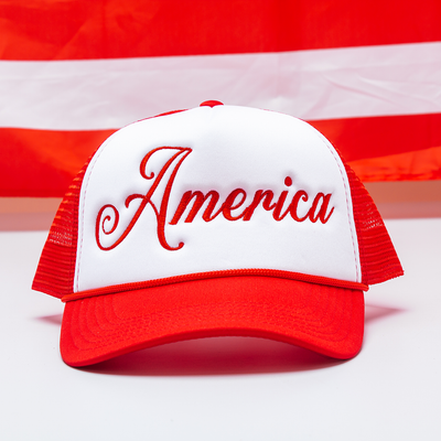 4th of July Embroidered Trucker Hat - America