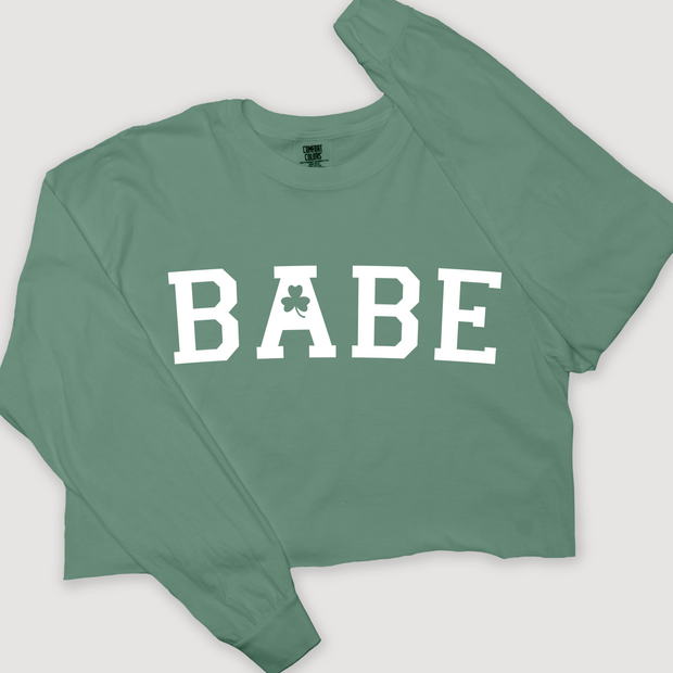 St. Patricks Day Long Sleeve T-Shirt Vintage Cropped - Babe Clover