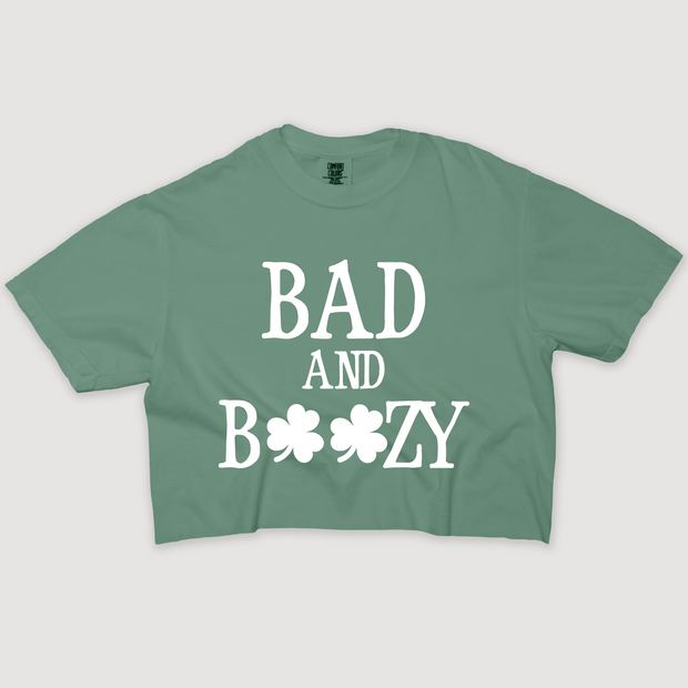 St. Patricks Day T-Shirt Vintage Cropped - Bad & Boozy