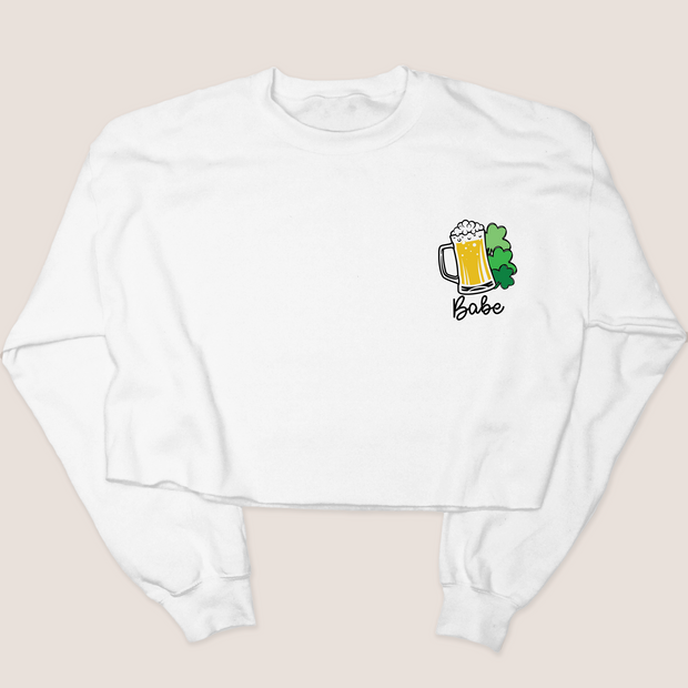 St. Patricks Day Sweatshirt Cropped - Beer Babe