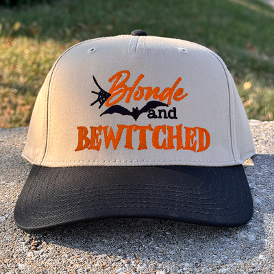 Halloween Embroidered Canvas Trucker Hat - Blonde & Bewitched