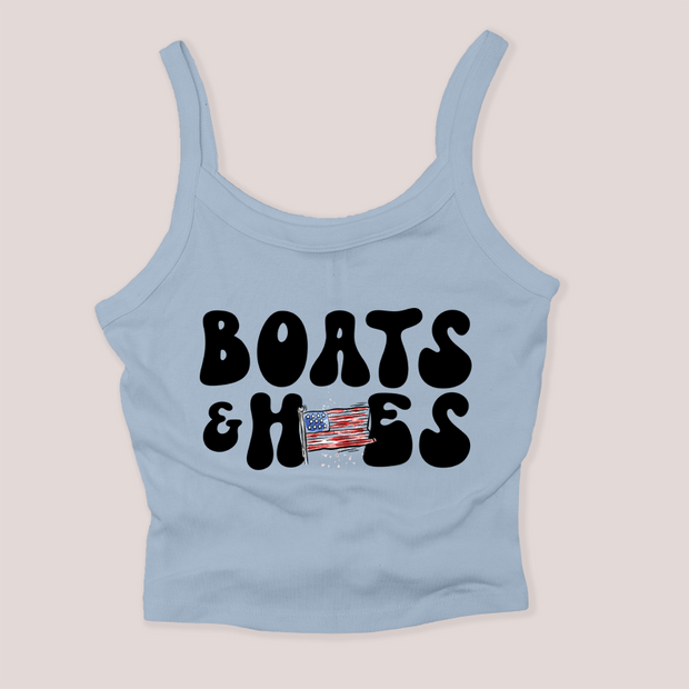 4th of July Shirt Micro Rib Tanktop - Boats & Hoes