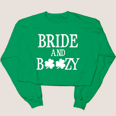 St. Patricks Day Sweatshirt Cropped - Bride and Boozy