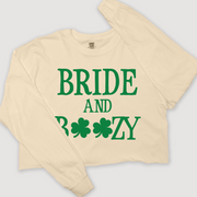St. Patricks Day Long Sleeve T-Shirt Vintage Cropped - Bride & Boozy