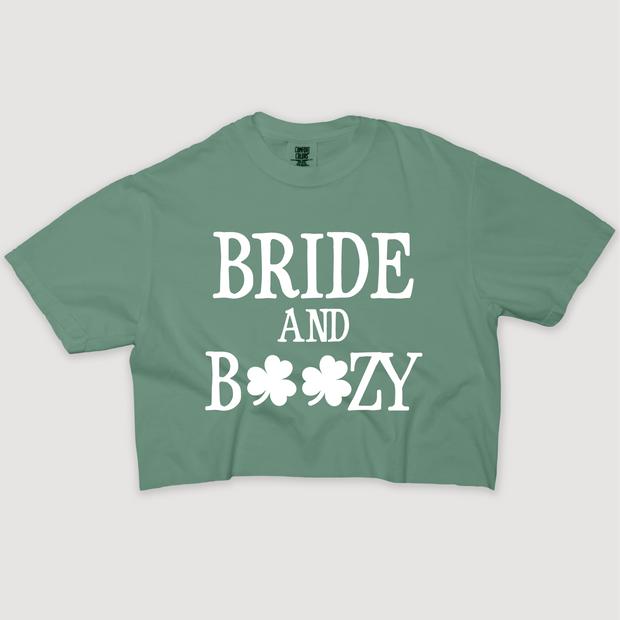 St. Patricks Day T-Shirt Vintage Cropped - Bride & Boozy