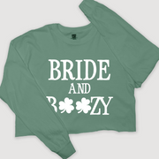 St. Patricks Day Long Sleeve T-Shirt Vintage Cropped - Bride & Boozy