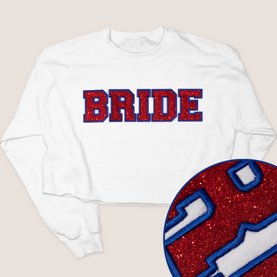 4th Of July Shirt Glitter Crop Sweatshirt - Bride