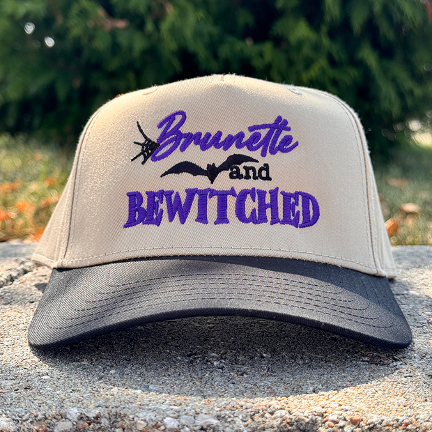 Halloween Embroidered Canvas Trucker Hat - Brunette & Bewitched