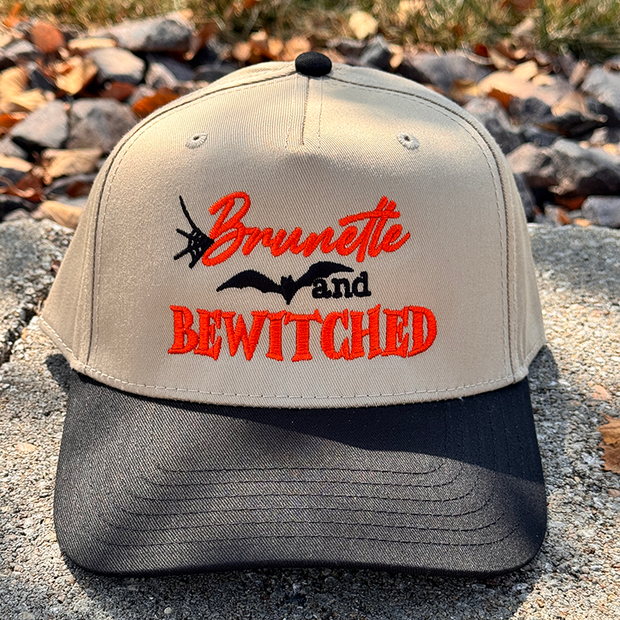 Halloween Embroidered Canvas Trucker Hat - Brunette & Bewitched