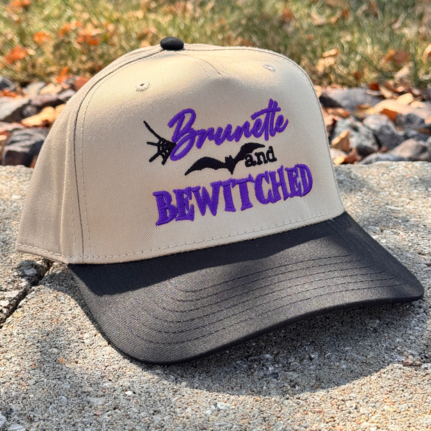 Halloween Embroidered Canvas Trucker Hat - Brunette & Bewitched