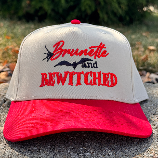 Halloween Embroidered Canvas Trucker Hat - Brunette & Bewitched