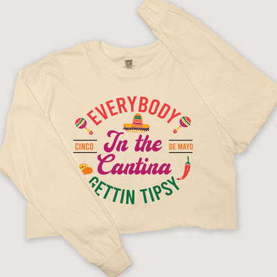 Cinco De Mayo Shirt Cantina Tipsy - Long Sleeve Crop