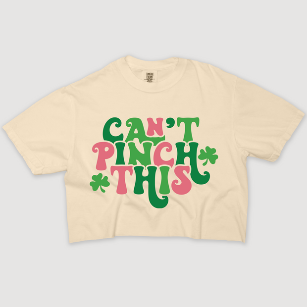 St. Patricks Day T-Shirt Vintage Cropped - Can't Pinch This