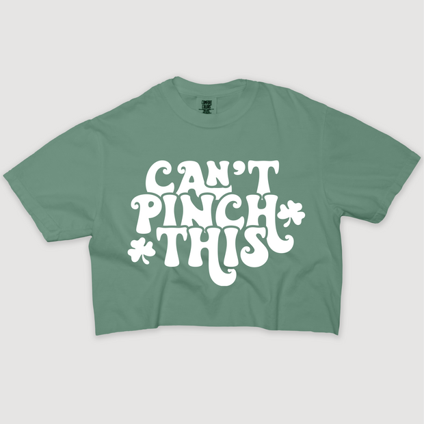 St. Patricks Day T-Shirt Vintage Cropped - Can't Pinch This
