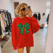 Christmas Sweatshirt - Coquette Bow Xmas Lights