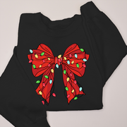 Christmas Sweatshirt - Coquette Bow Xmas Lights