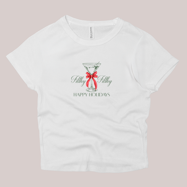 Christmas Shirt Adult Baby Doll Tee - Christmas Martini