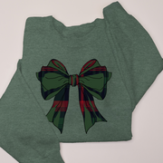 Christmas Sweatshirt - Traditional Christmas Plaid Bow