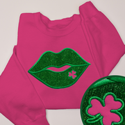 St. Patricks Day Sweatshirt  - Clover Lips Glitter