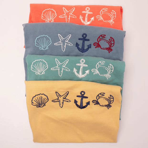 Comfort Colors Coastal Icons Embroidered T-Shirt