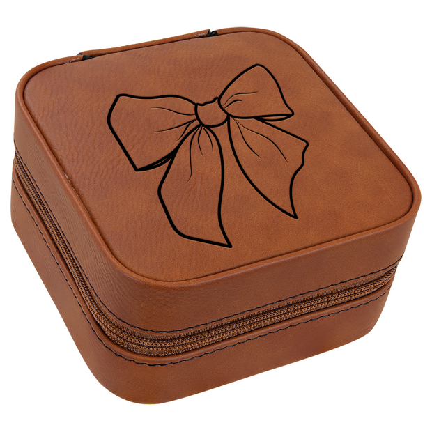 Coquette Bow - Laser Engraved - 4x4 Leather Jewelry Box