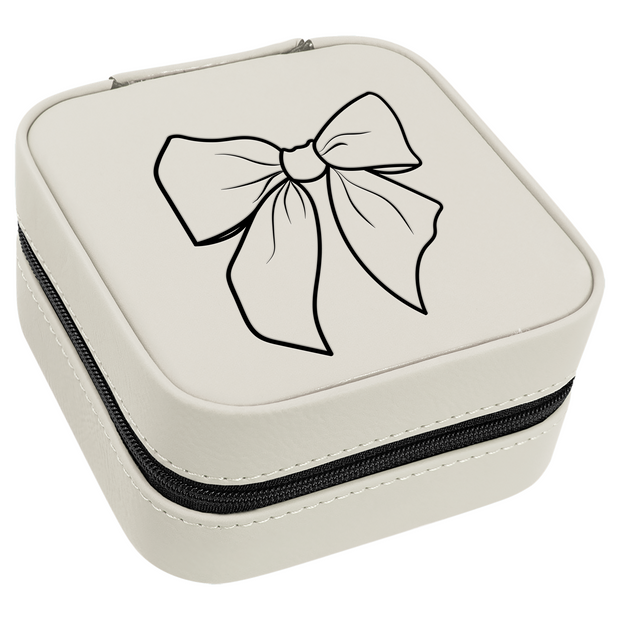 Coquette Bow - Laser Engraved - 4x4 Leather Jewelry Box