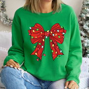 Christmas Sweatshirt - Coquette Bow Xmas Lights