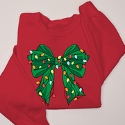 Christmas Sweatshirt - Coquette Bow Xmas Lights