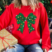 Christmas Sweatshirt - Coquette Bow Xmas Lights