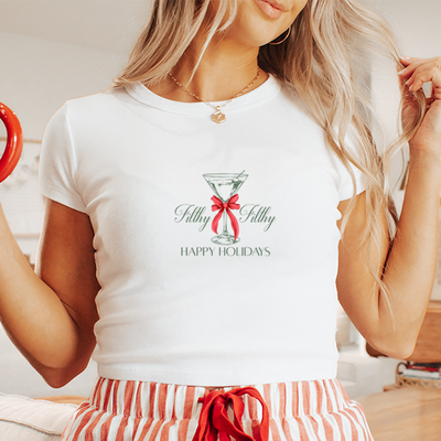 Christmas Shirt Adult Baby Doll Tee - Christmas Martini