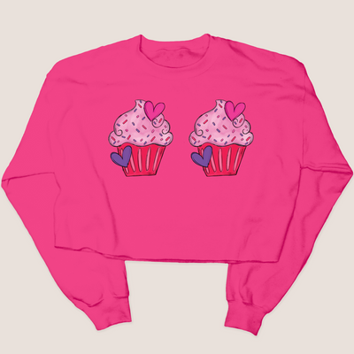 Cupcake Chest - Valentines Day - Cropped Sweatshirt