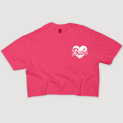 Doll Babe Heart Left Chest - Vintage Cropped T-Shirt