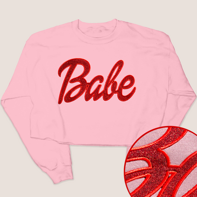 Doll Babe - Valentines Glitter - Cropped Sweatshirt