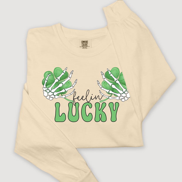 St. Patricks Day Long Sleeve T-Shirt Vintage - Feeling Lucky