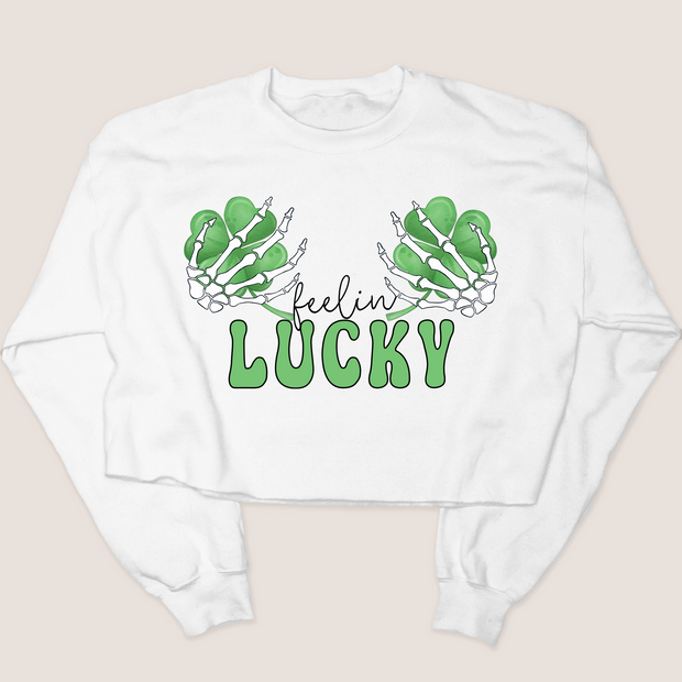 St. Patricks Day Sweatshirt Cropped - Feeling Lucky