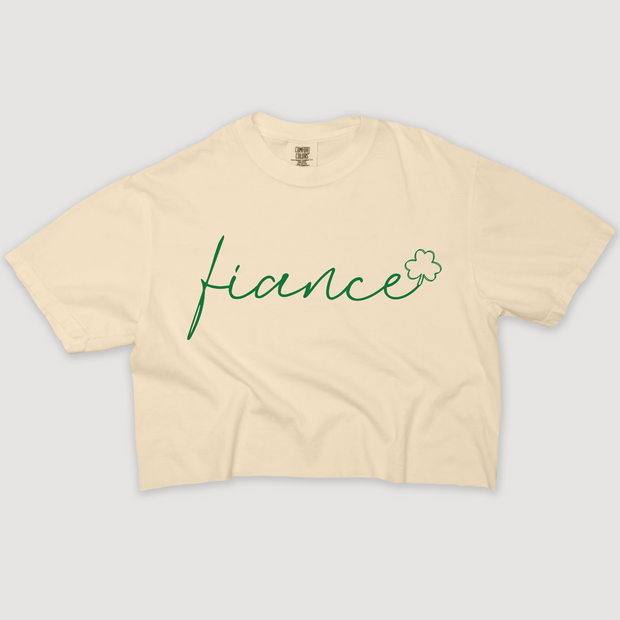 St. Patricks Day T-Shirt Vintage Cropped - Fiance Clover