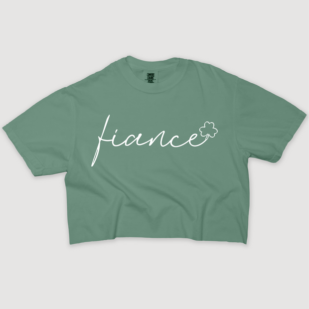 St. Patricks Day T-Shirt Vintage Cropped - Fiance Clover