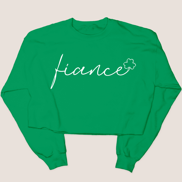 St. Patricks Day Sweatshirt Cropped -Fiance Clover