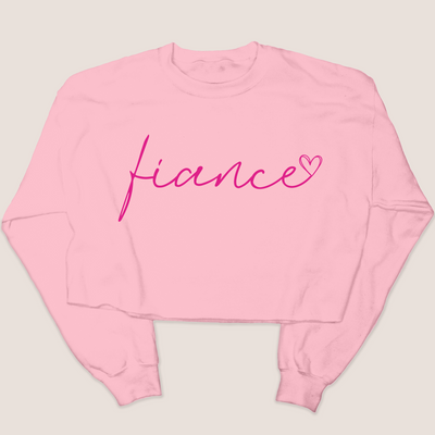 Fiance Heart - Valentines Day - Cropped Sweatshirt