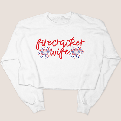 4th Of July Shirt Crop Sweatshirt - Firecracker Wife
